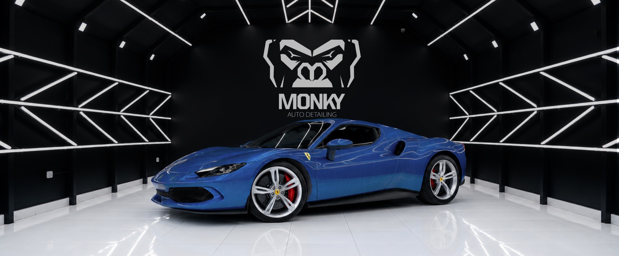 Ferrari azul sin tratamiento cerámico: acabado opaco